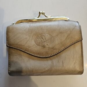 Buxton Taupe Leather Wallet with Gold Clasp